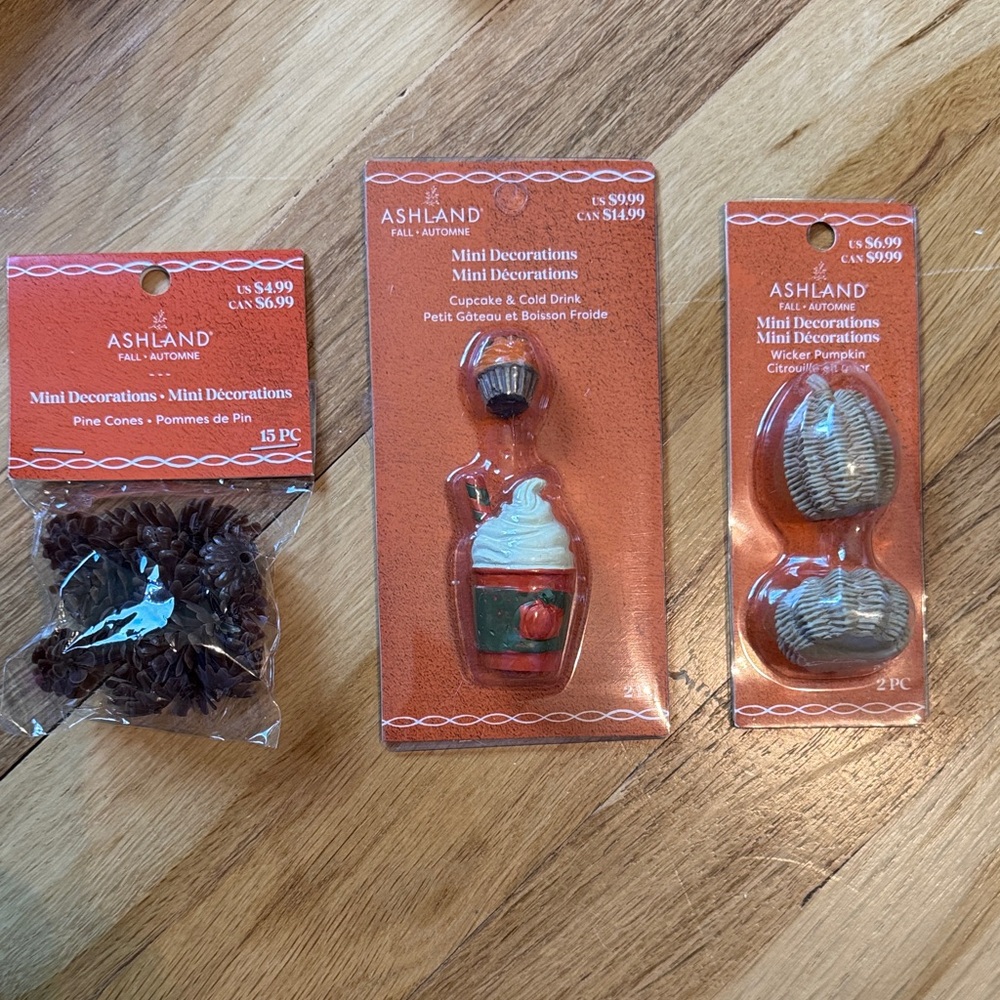 NWT Set of 3 - Ashland Mini Decorations - Brown & Orange Accents 🍂